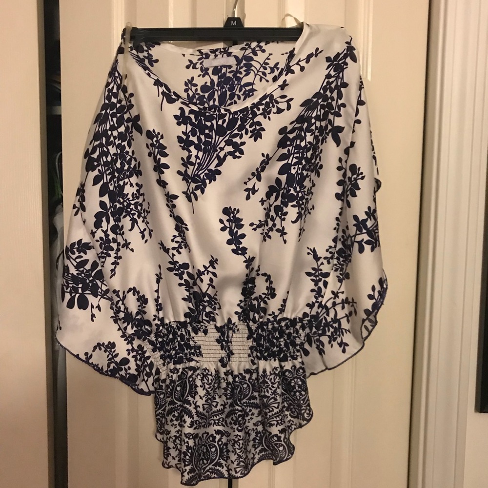 White and purple blouse